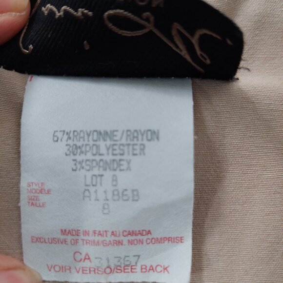 Vintage 1990s Lori M Beige Stretchy Ruffle Dress, Size 8 - Picture 7 of 7